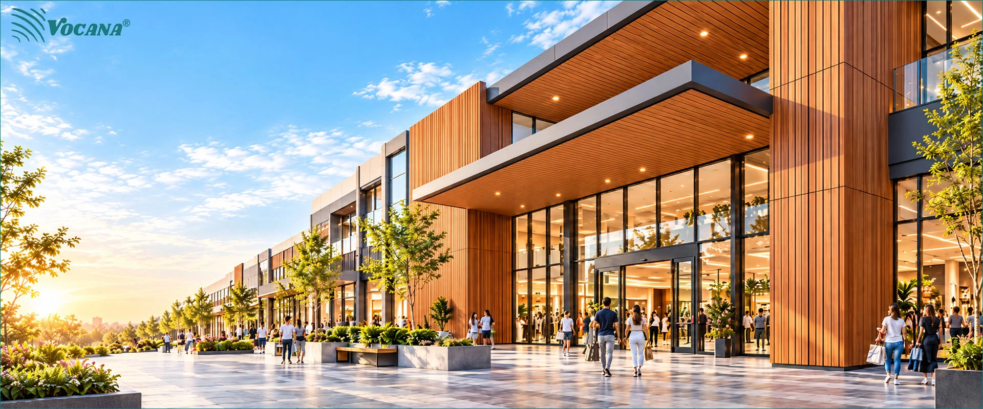 WPC panels modern shopping plaza